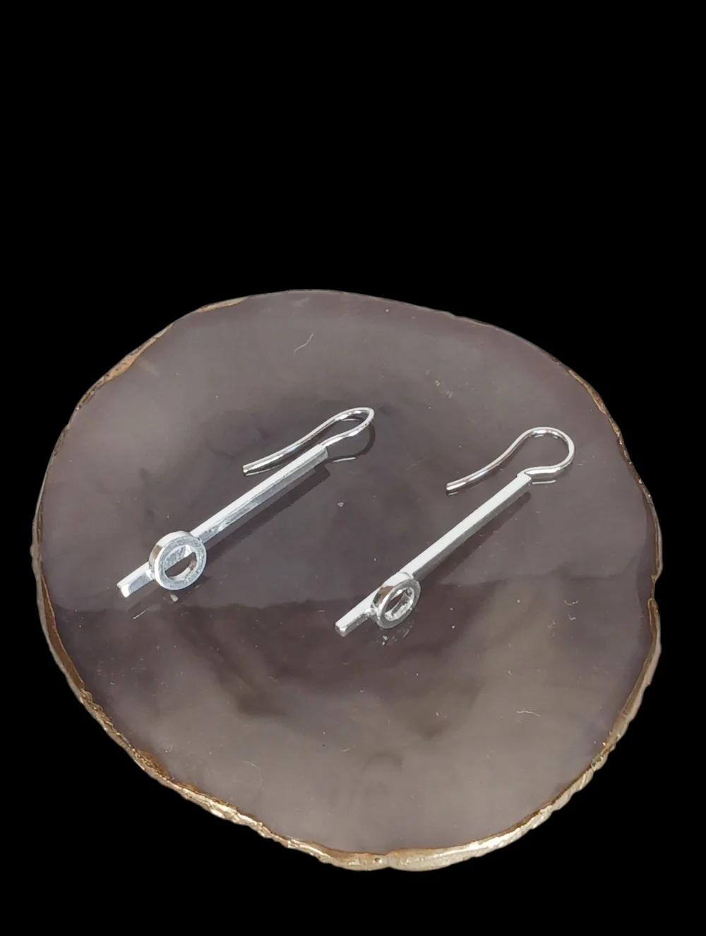 Vintage Sterling Silver Modern Geometric Linear Drop Earrings 90s Minimalism